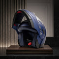 Capacete Taurus Zarref Azul Escamoteável - sistema flip-up aberto
