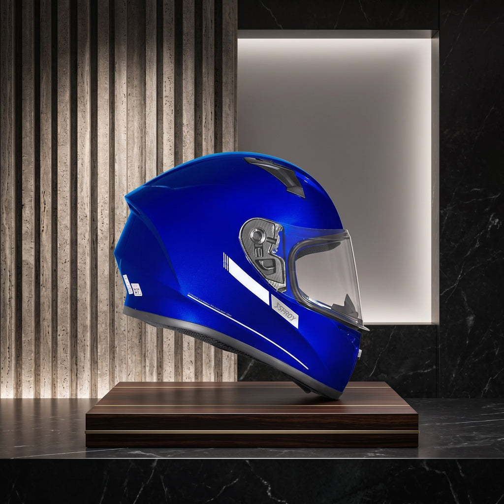 Capacete Xtroy FF526 Solid Azul Fosco - Foto showcase lateral