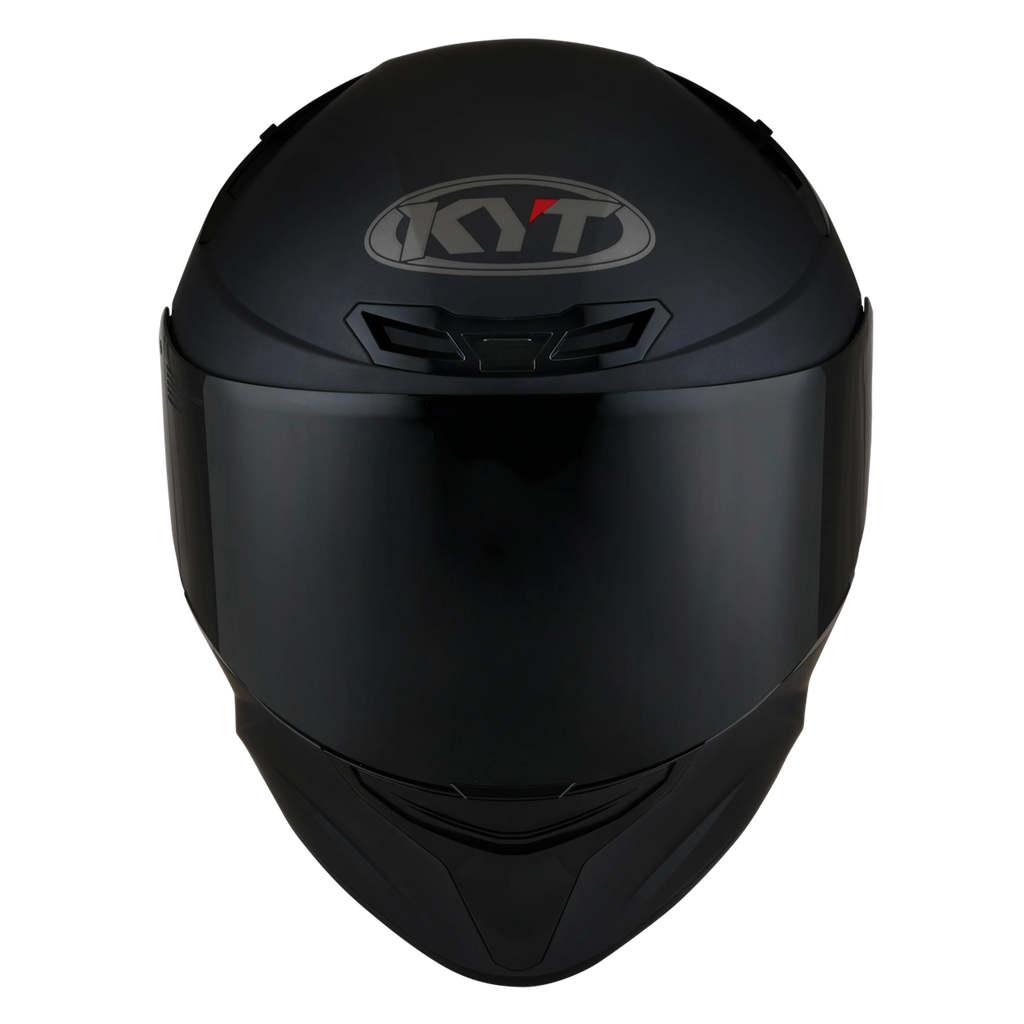 Capacete KYT TT-Course Preto Fosco - frontal topo com logo KYT