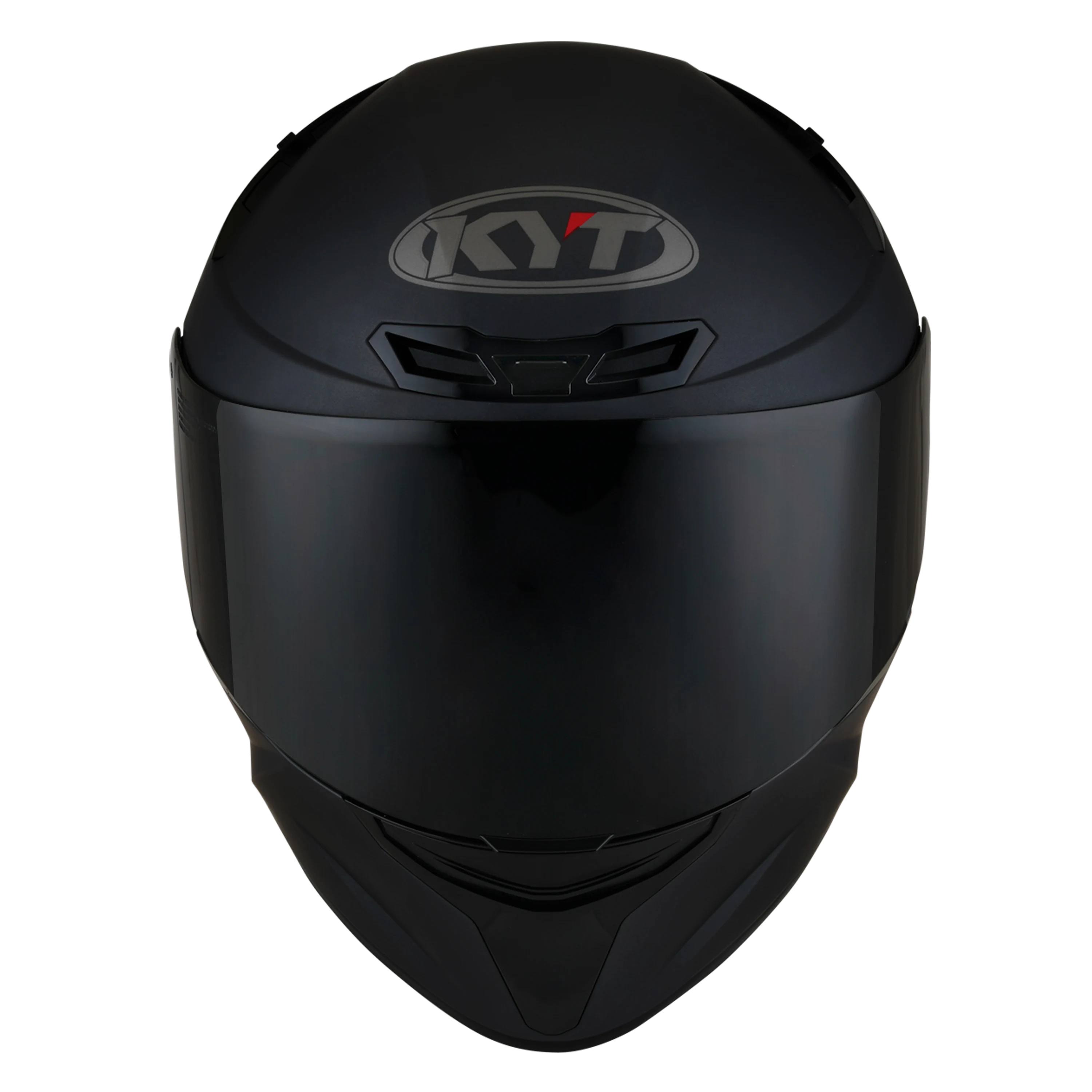 Capacete KYT TT-Course Preto Fosco - frontal topo com logo KYT