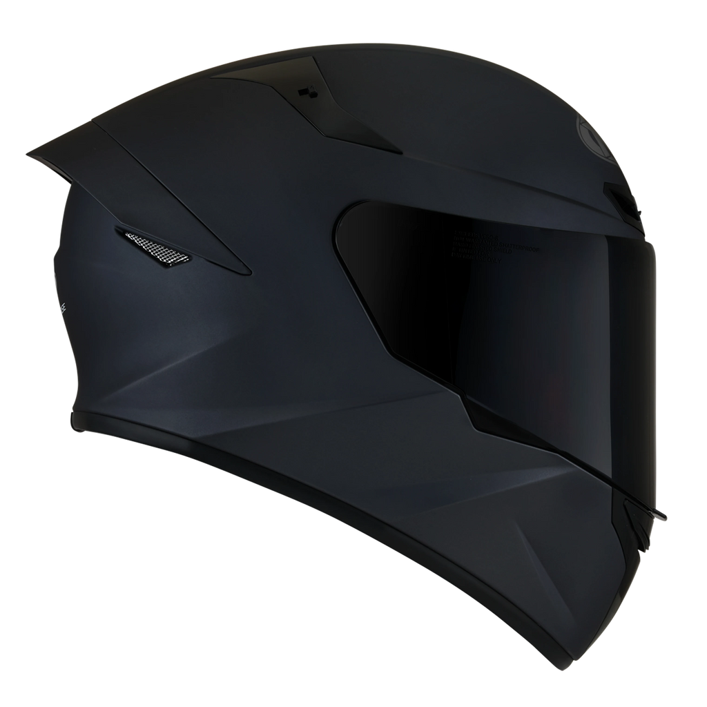 Capacete KYT TT-Course Preto Fosco - lateral direita com viseira fumê