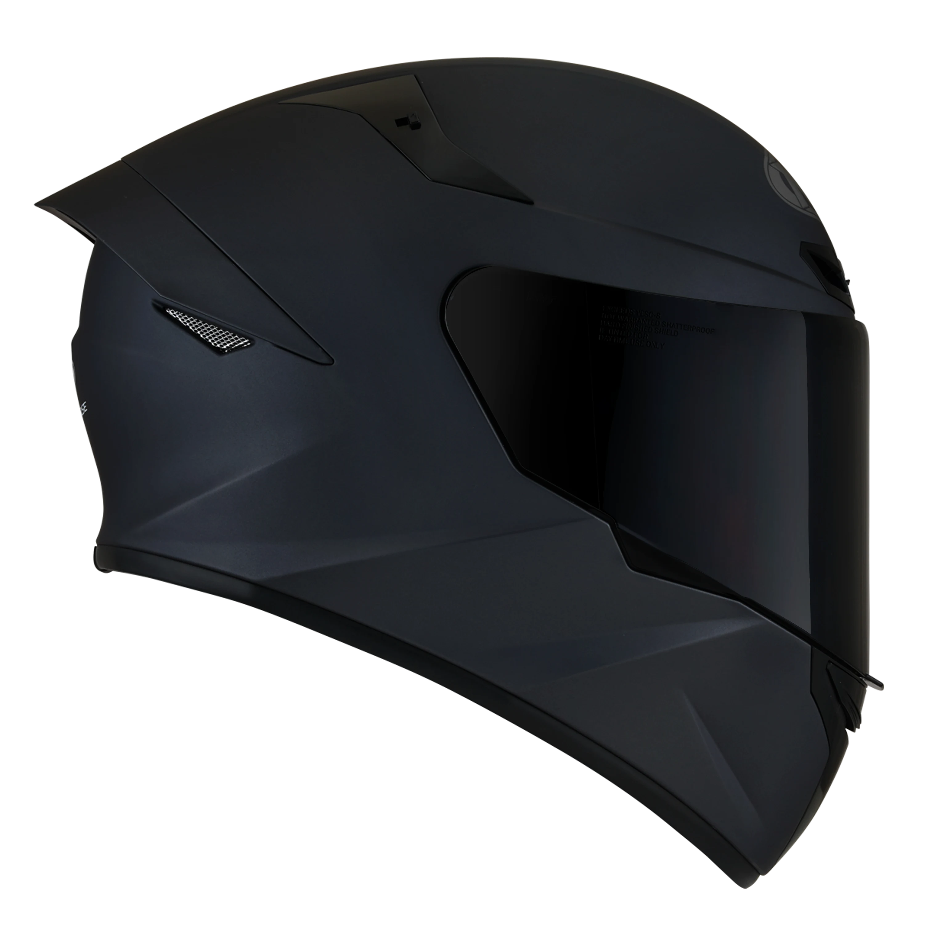 Capacete KYT TT-Course Preto Fosco - lateral direita com viseira fumê