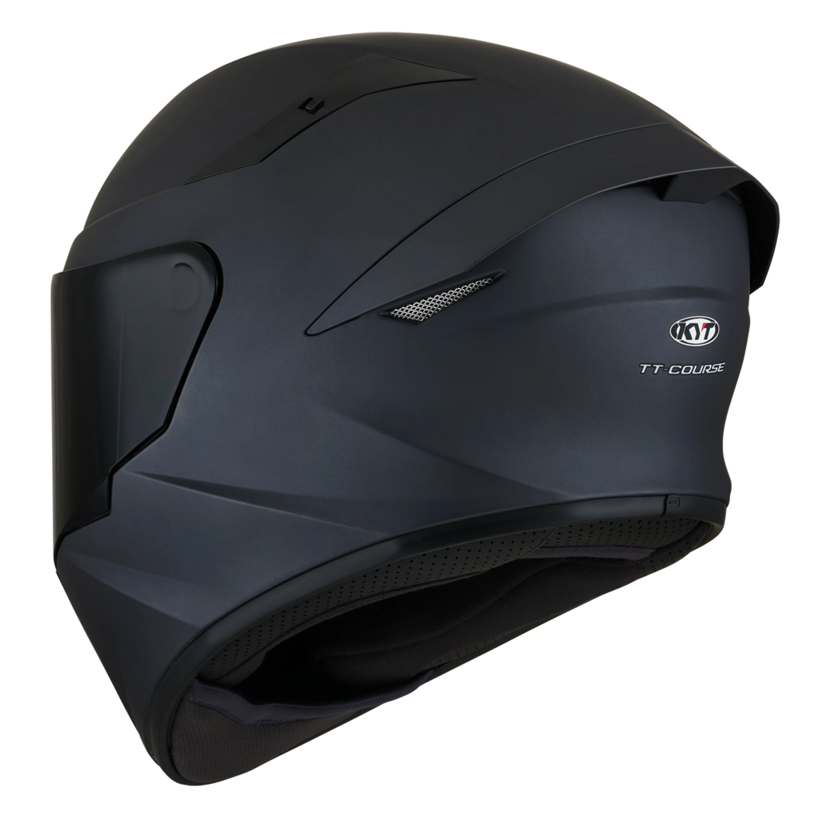 Capacete KYT TT-Course Preto Fosco - lateral traseira direita