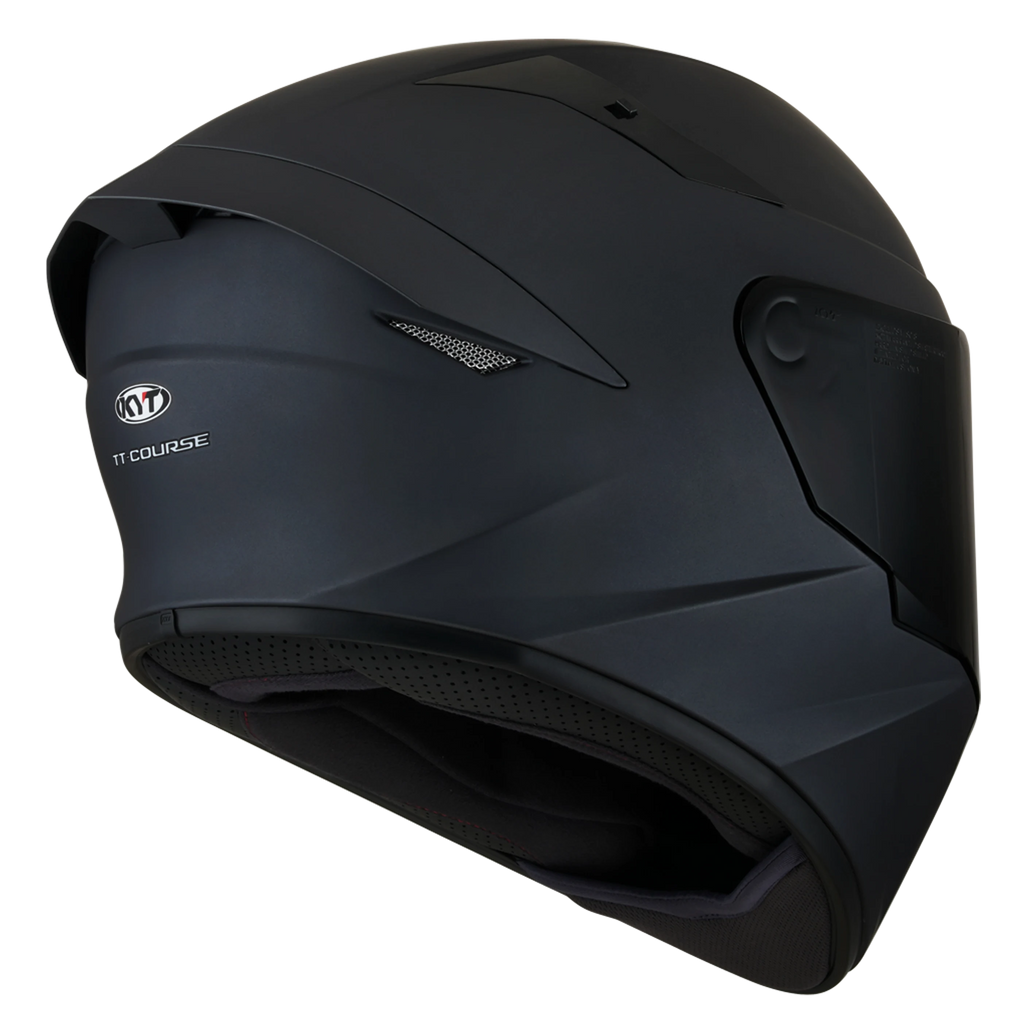 Capacete KYT TT-Course Preto Fosco - lateral esquerda com logo KYT TT-Course