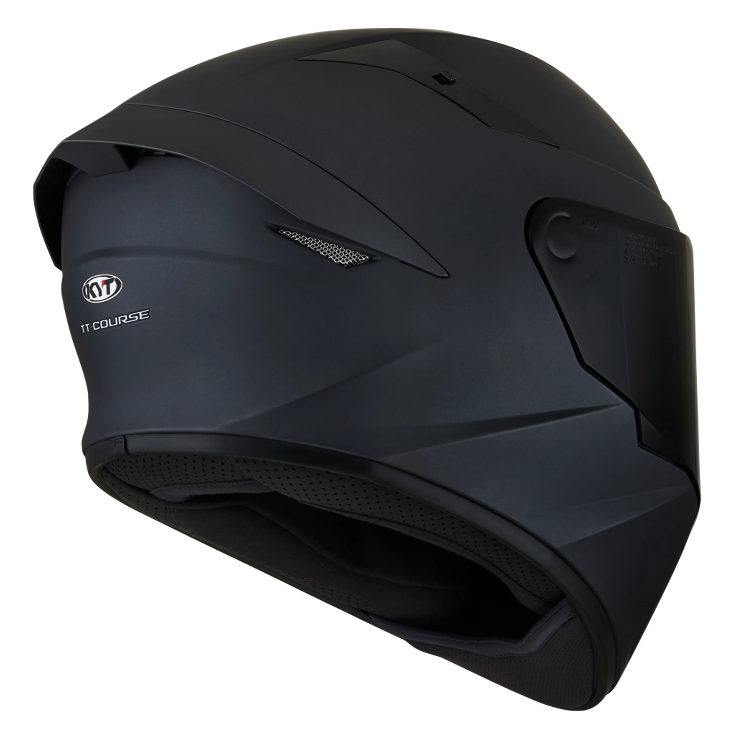 Capacete KYT TT-Course Preto Fosco - lateral esquerda com logo KYT TT-Course