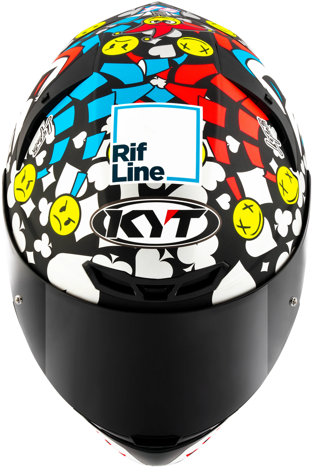 Capacete KYT TT-Course Ricardo Rossi - topo com logo KYT e Rif Line