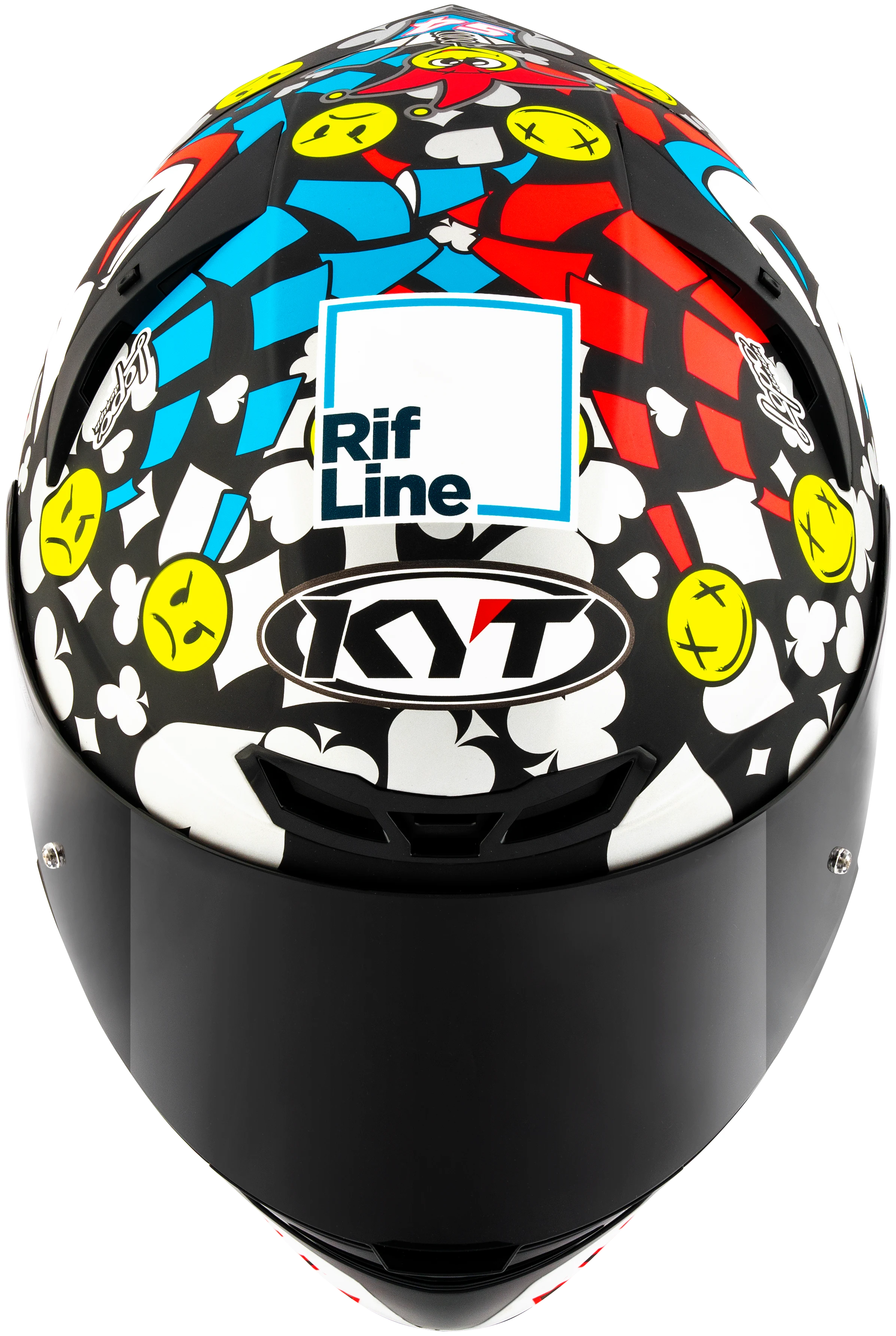 Capacete KYT TT-Course Ricardo Rossi - topo com logo KYT e Rif Line