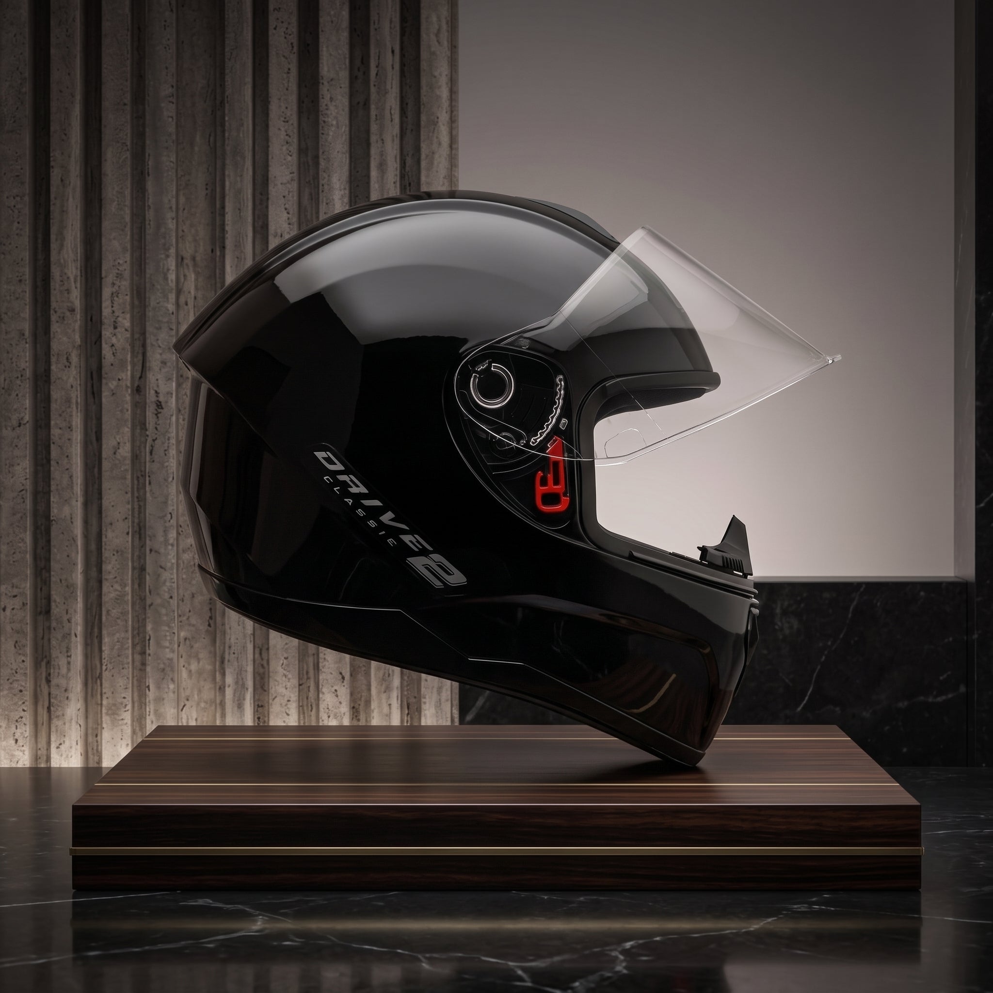 Capacete Fly Drive 2 HG Classic Preto - Vista lateral em expositor