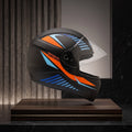 Capacete Fly F-9 Delta Preto Fosco Laranja - Vista lateral em expositor premium