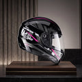 Capacete Fly F-9 City Preto/Rosa - Vista lateral em expositor premium