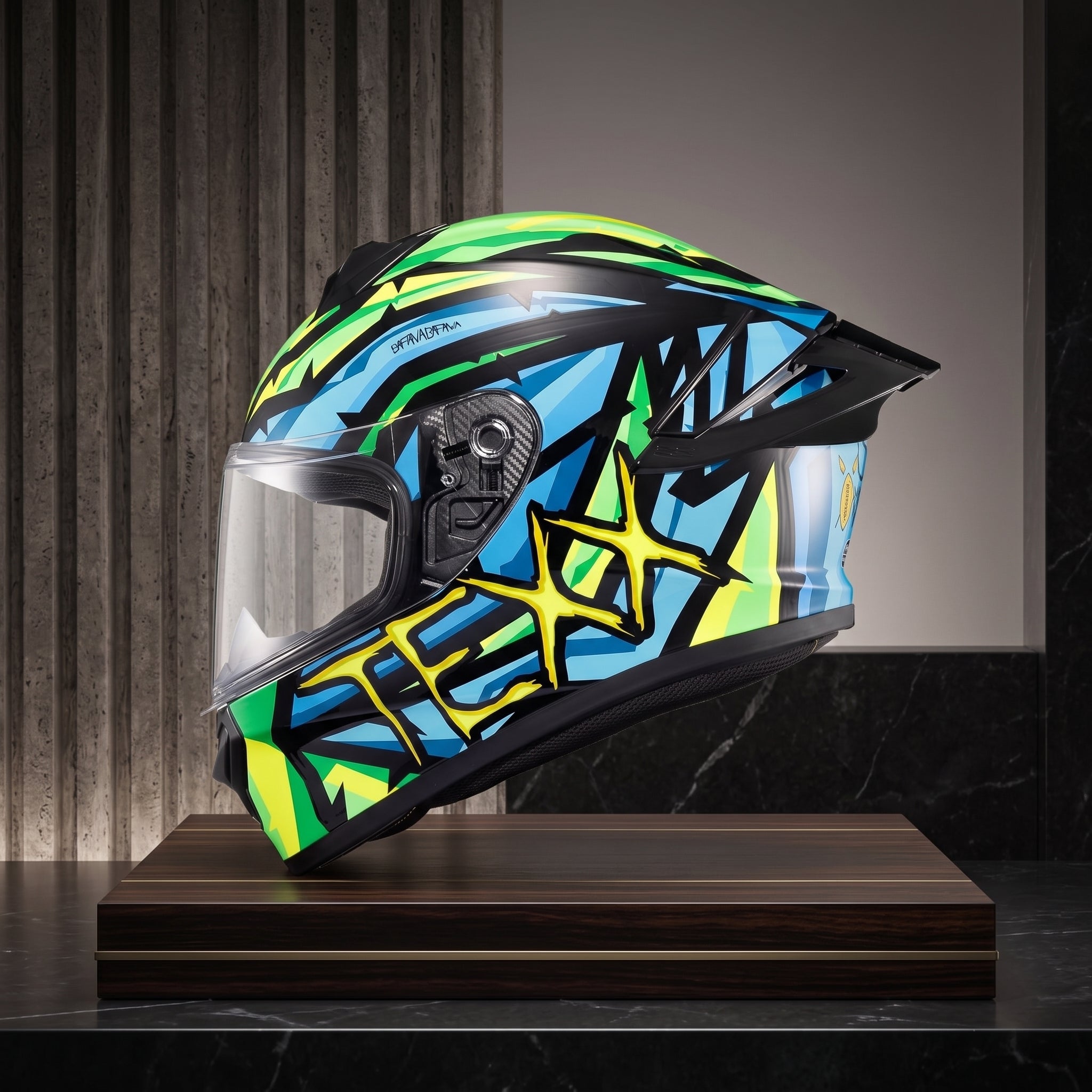 Capacete TEXX Spihe Maasai Verde/Azul - Foto showcase