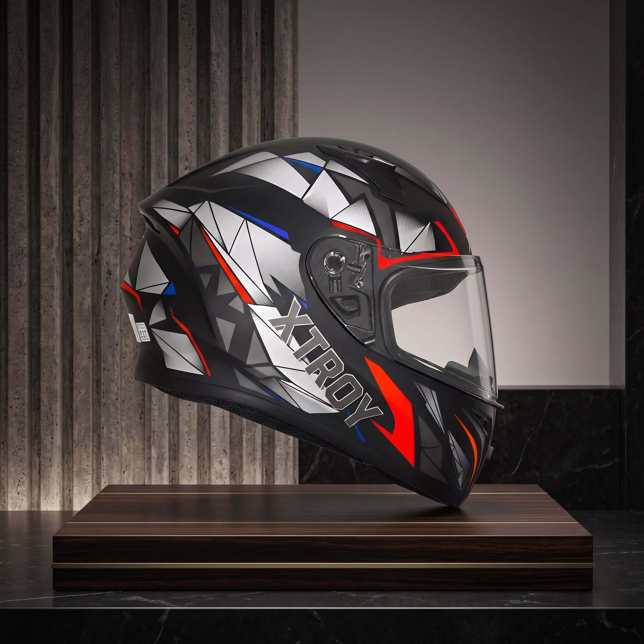 Capacete Xtroy FF526 Crystal Preto Fosco Prata - Foto showcase lateral