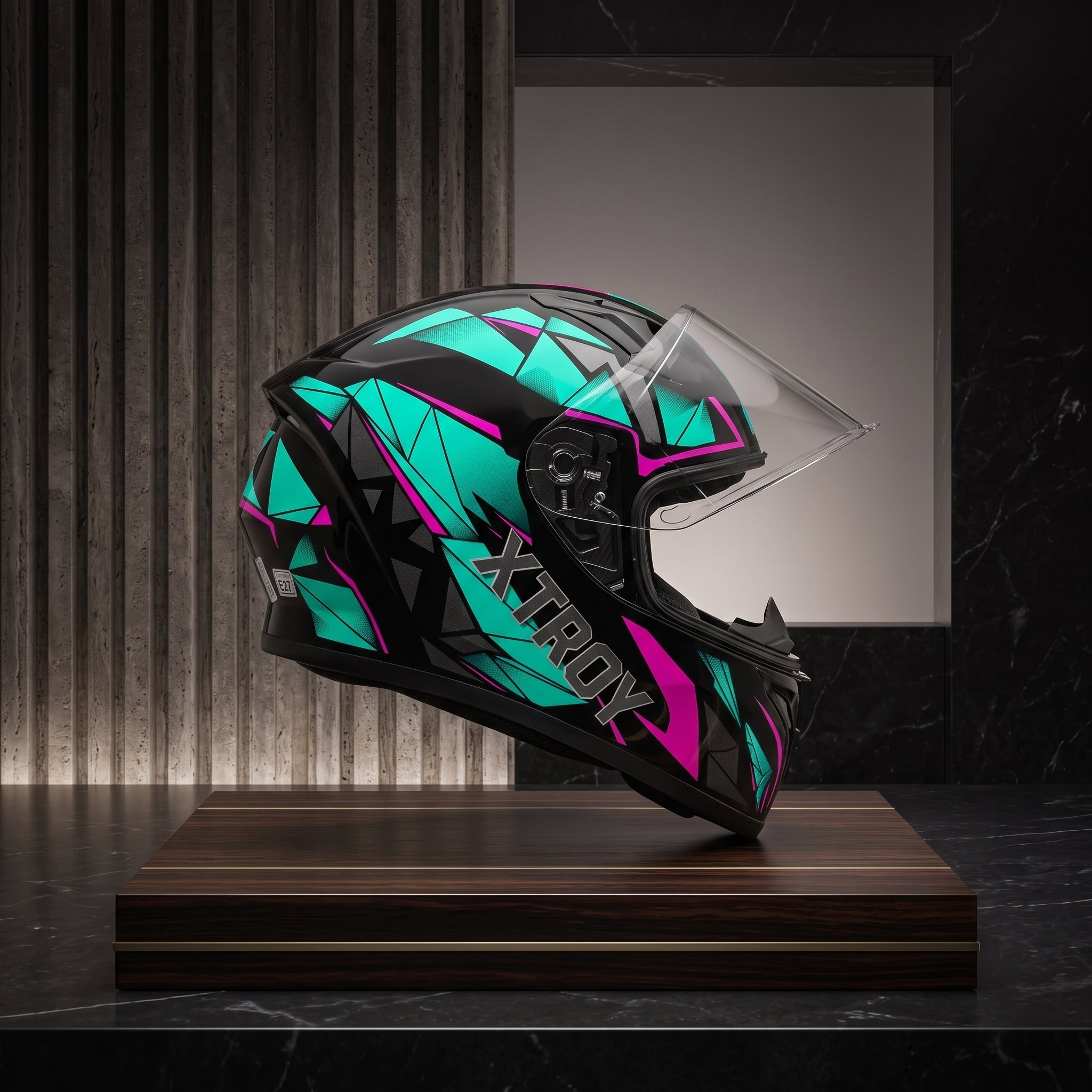 Capacete Xtroy FF526 Crystal Preto/Tiffany - Foto showcase lateral