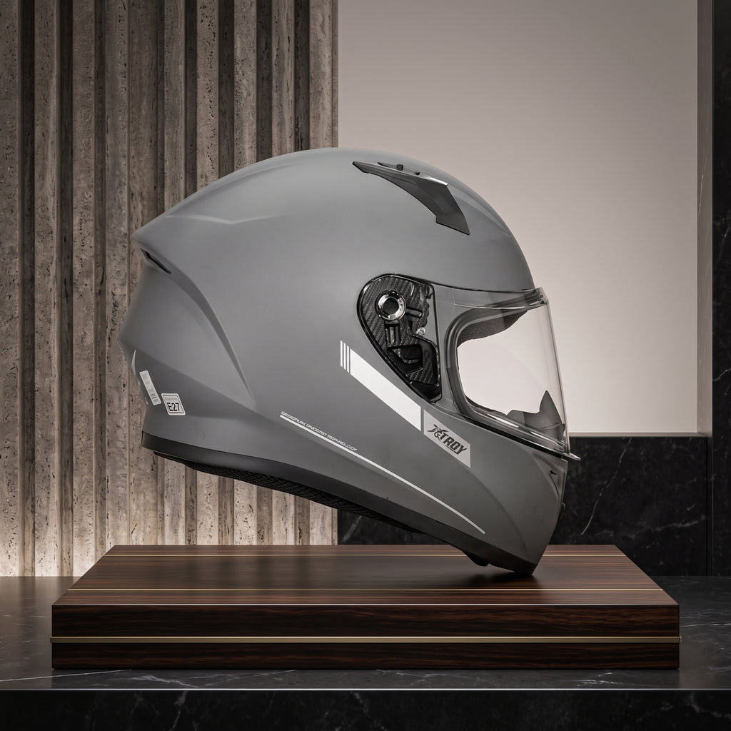 Capacete Xtroy FF526 Solid Cinza Fosco - Foto showcase lateral