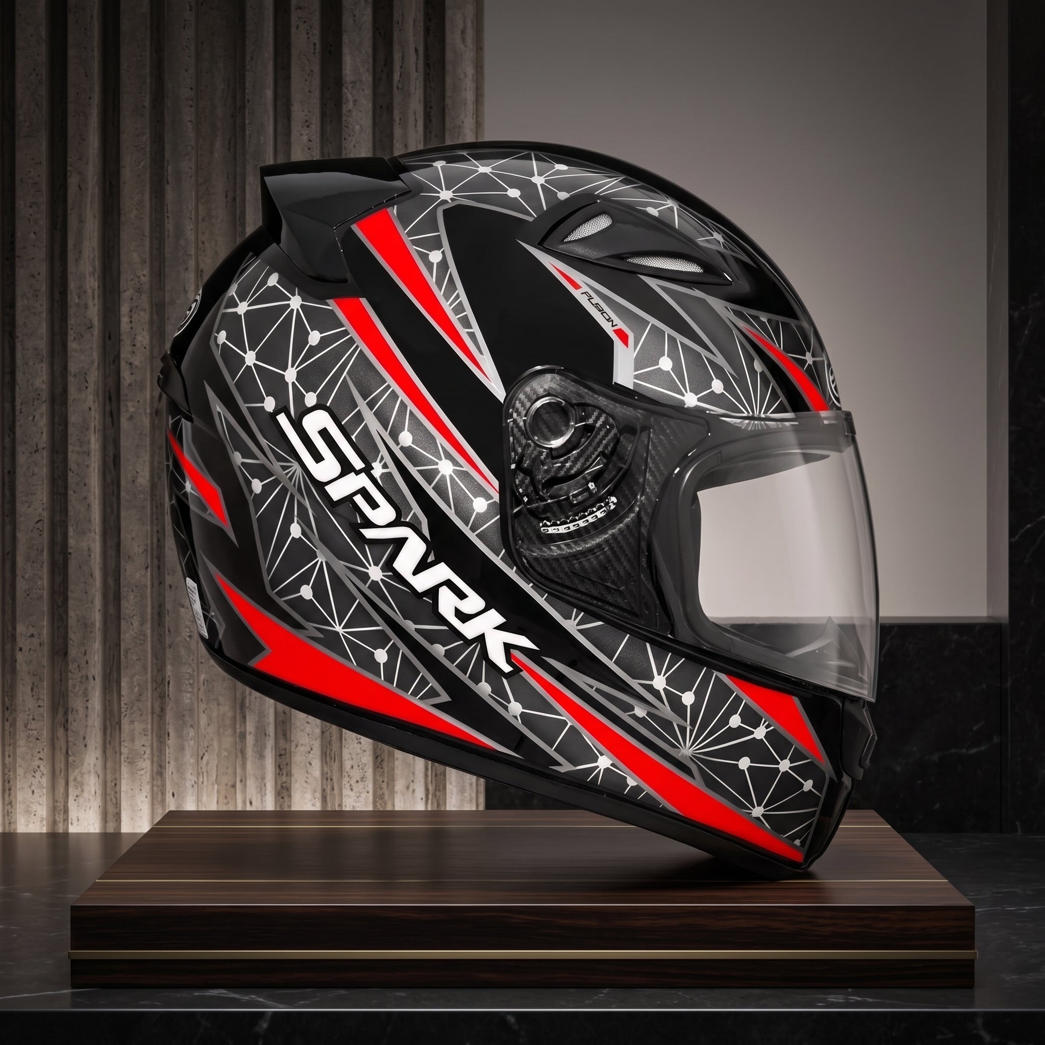 Capacete EBF Spark Fusion Preto/Vermelho - Foto showcase lateral