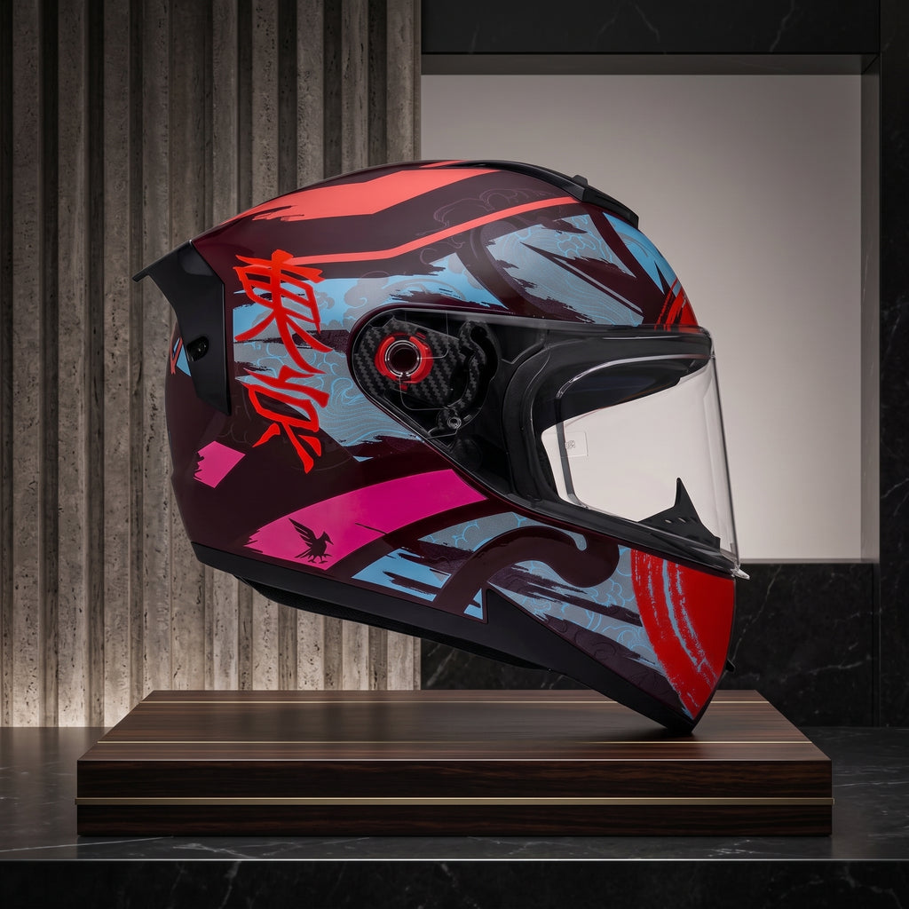 Capacete Peels Icon Pro Tokyo Preto/Vermelho - Foto showcase lateral