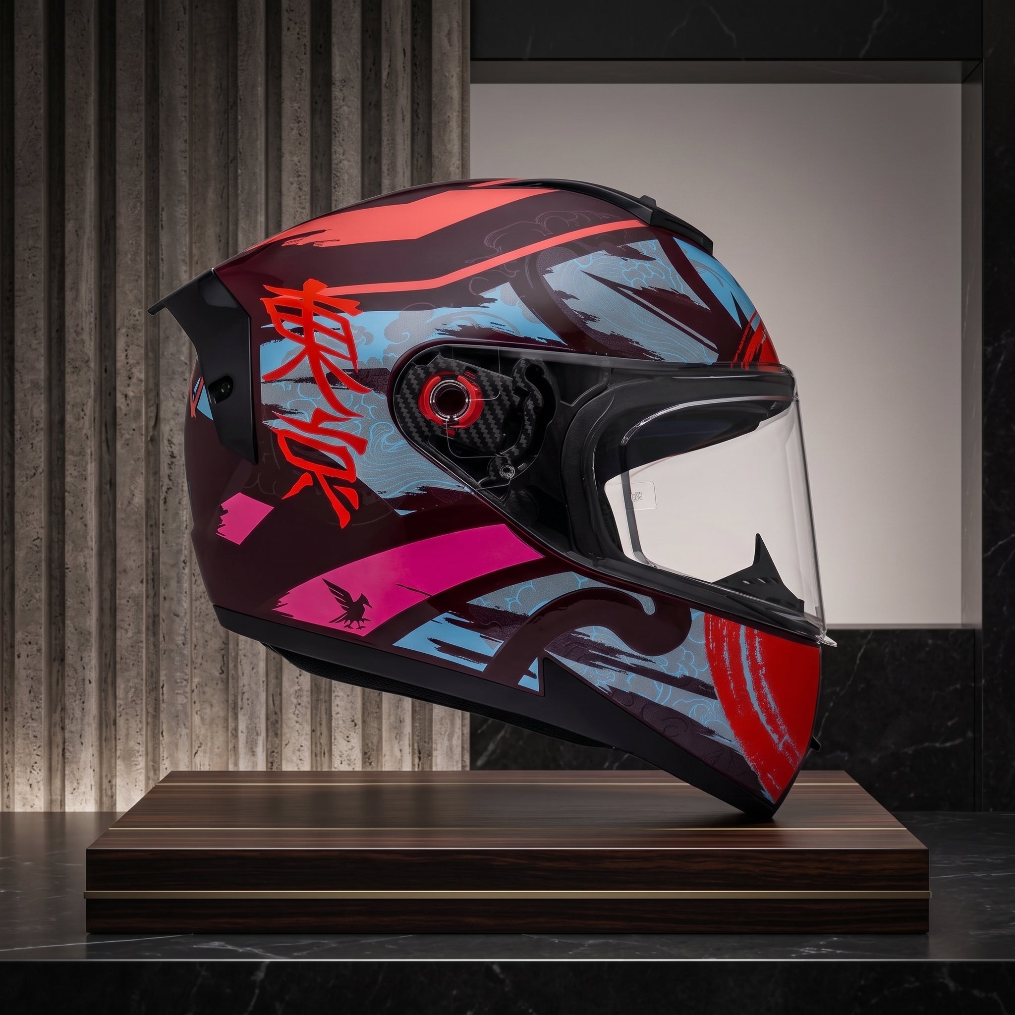 Capacete Peels Icon Pro Tokyo Preto/Vermelho - Foto showcase lateral