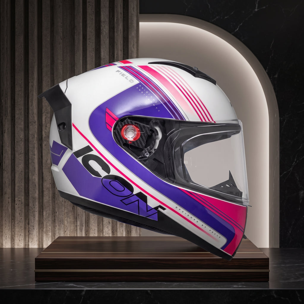 Capacete Peels Icon Pro Field Branco/Rosa - Foto showcase lateral