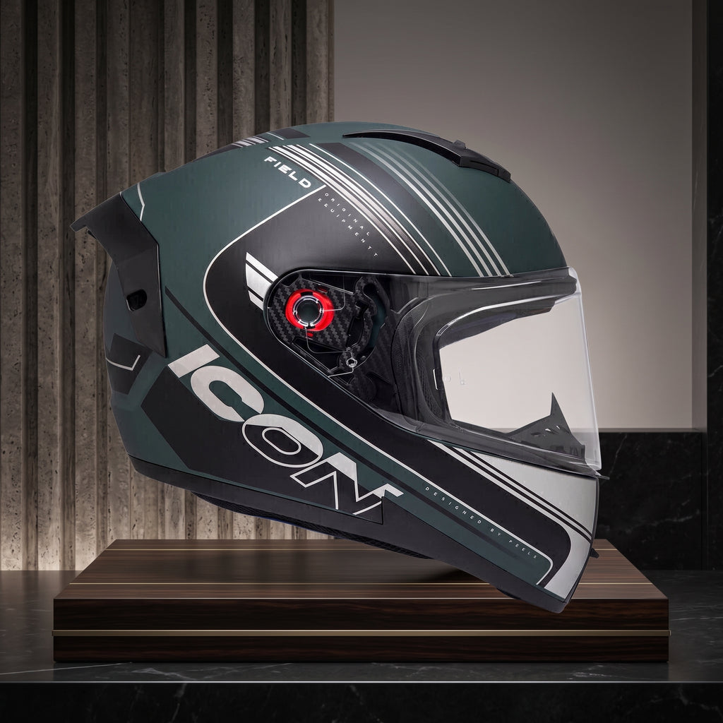 Capacete Peels Icon Pro Field Verde Militar Fosco Preto - Foto showcase lateral