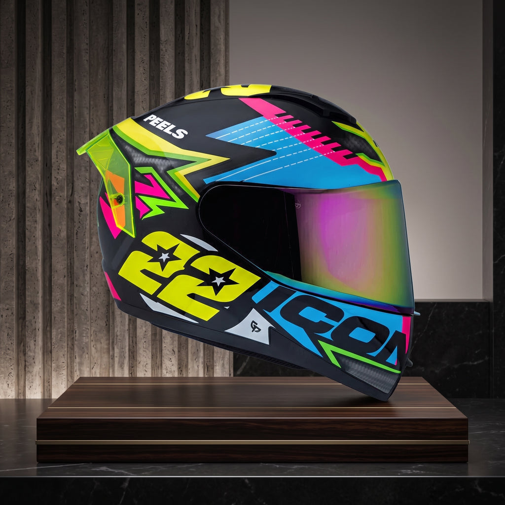 Capacete Peels Icon Pro RT Preto/Amarelo - Foto showcase lateral