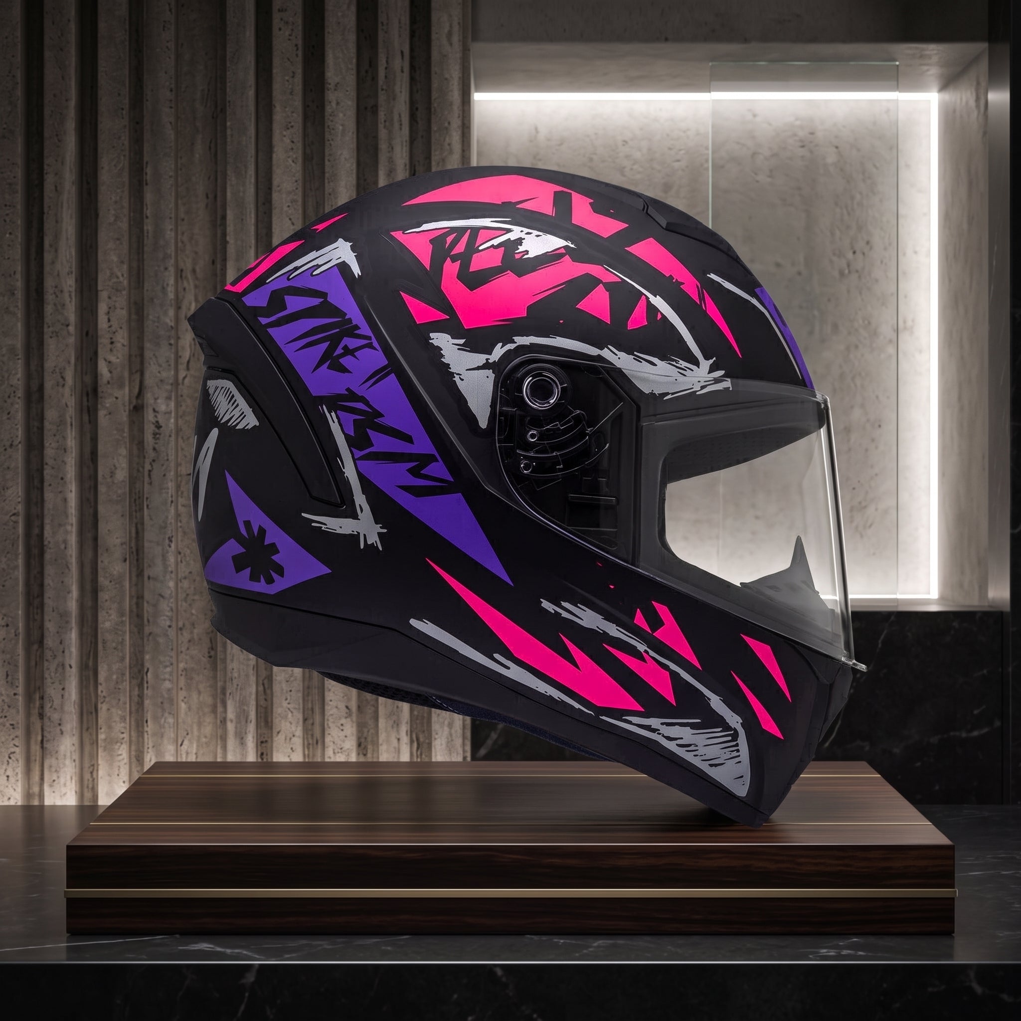 Capacete Peels Spike 2 DSM Preto/Rosa - Foto showcase lateral
