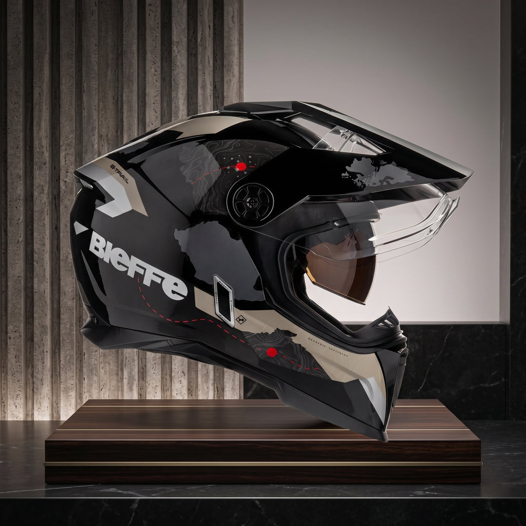 Capacete Bieffe B-Trail Frontier Preto/Desert - Foto showcase lateral