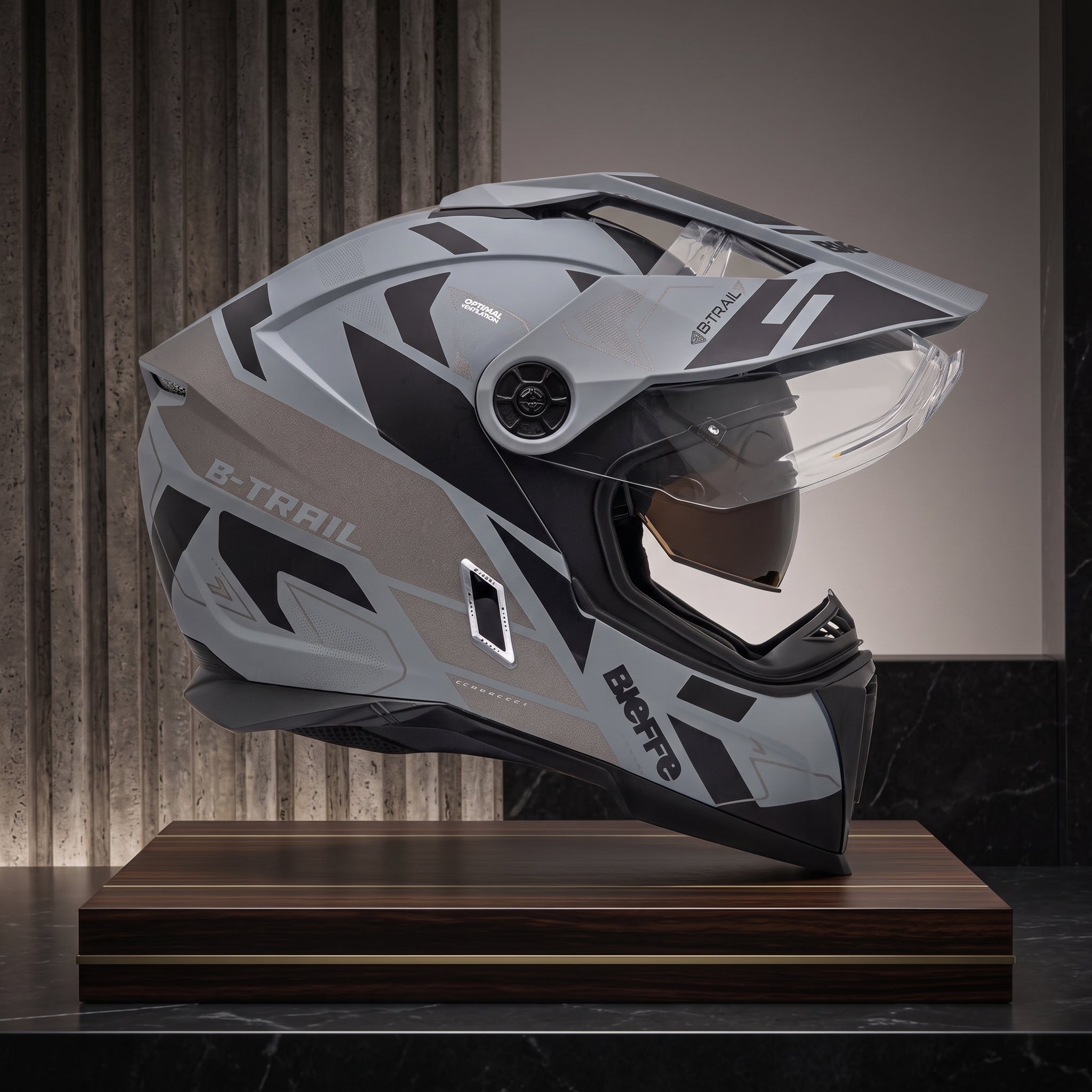 Capacete Bieffe B-Trail Conquest Cinza/Preto - Foto showcase premium