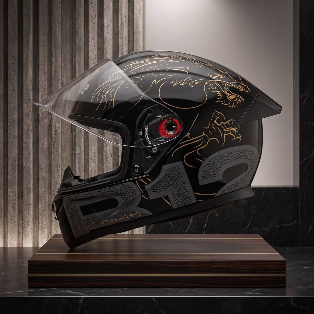 Capacete Bieffe B-12 Imperium Preto/Dourado - Foto showcase premium