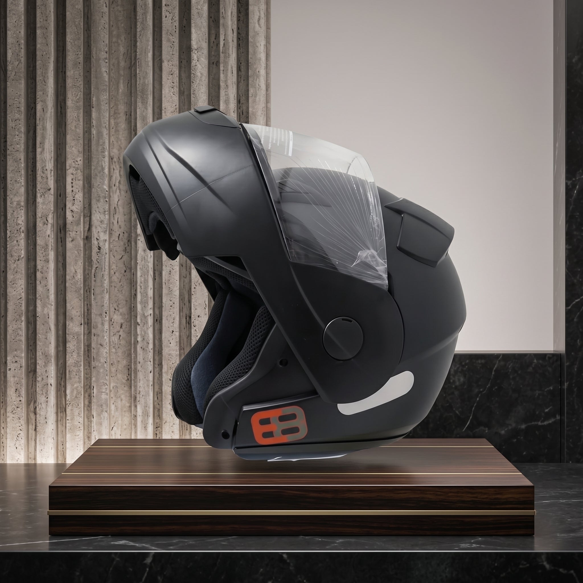 Capacete EBF E8 Preto Fosco Escamoteável - exposição premium