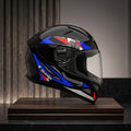 Capacete EBF Kids Adventure Preto/Azul - lateral com grafismo tricolor azul, vermelho e branco