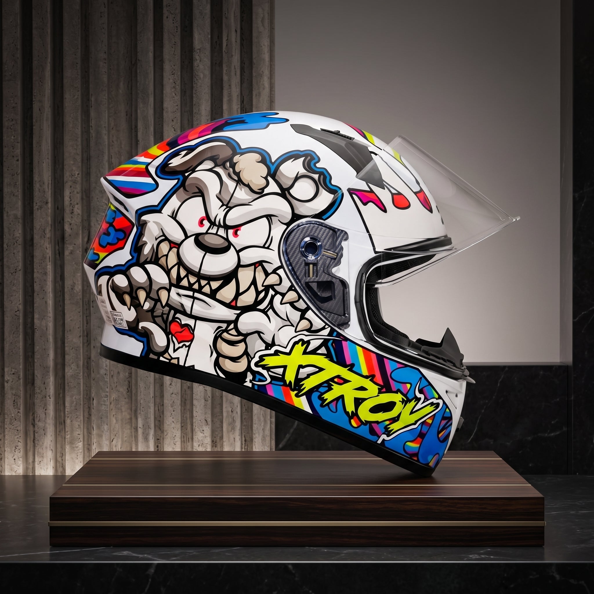 Capacete Xtroy FF526 Ted Branco - Foto showcase lateral branco