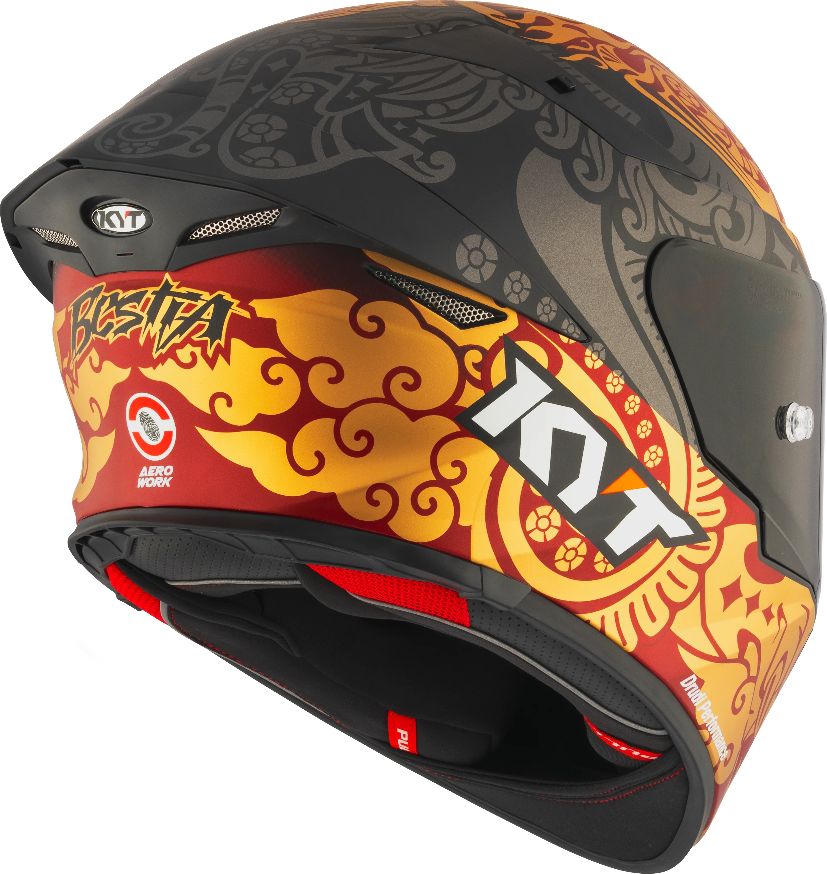 Capacete KYT TT-Revo Enea Indonesia Preto - lateral traseira esquerda