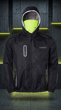 Jaqueta Texx Corta Vento Neon v2 - frontal com capuz e detalhes neon
