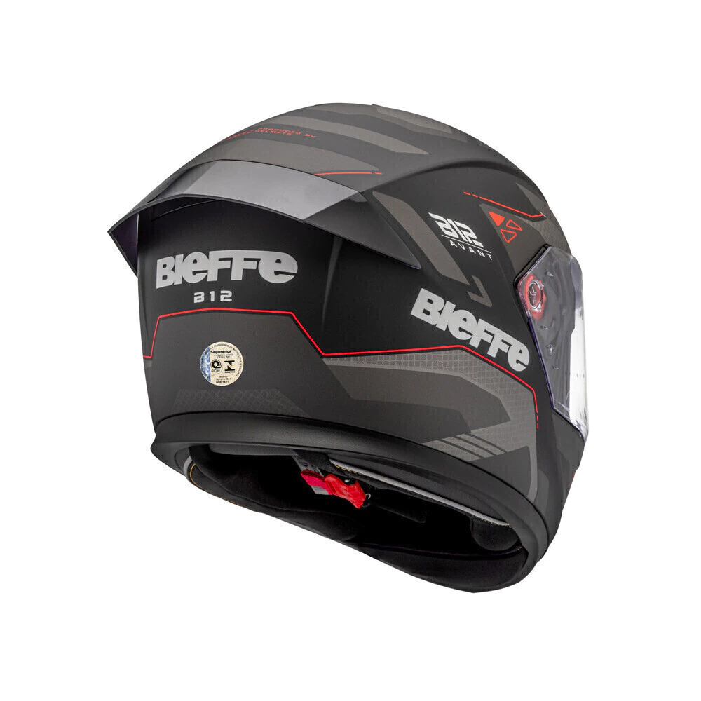 Capacete Bieffe B-12 Avant Preto Fosco/Grafite - traseira