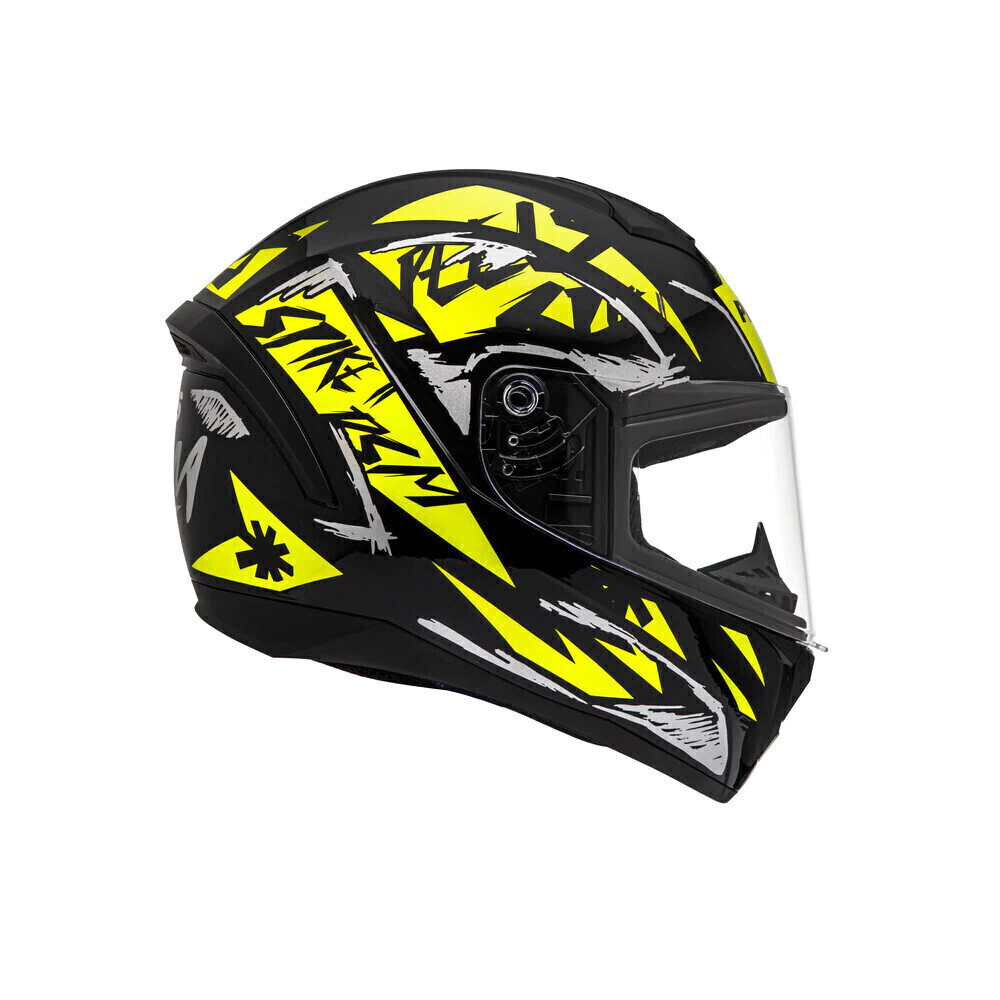 Capacete Peels Spike 2 DSM Preto/Amarelo - Vista lateral com viseira aberta