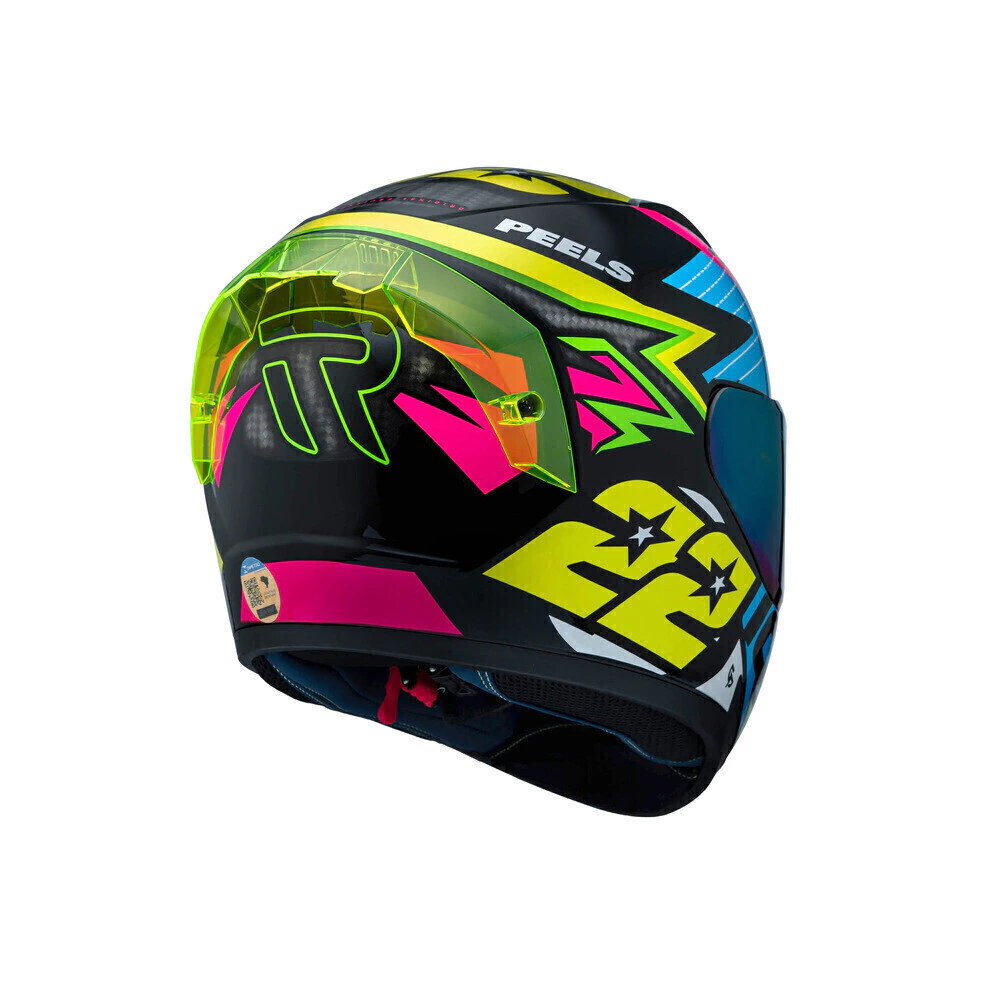 Capacete Peels Icon Pro RT Preto/Amarelo - Vista traseira com spoiler