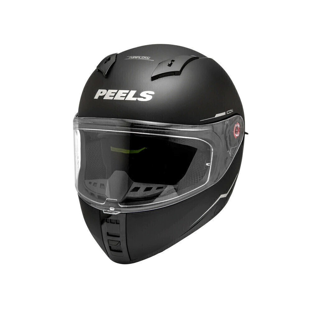 Capacete Peels Icon Pro NKD Preto Fosco - Vista lateral viseira aberta
