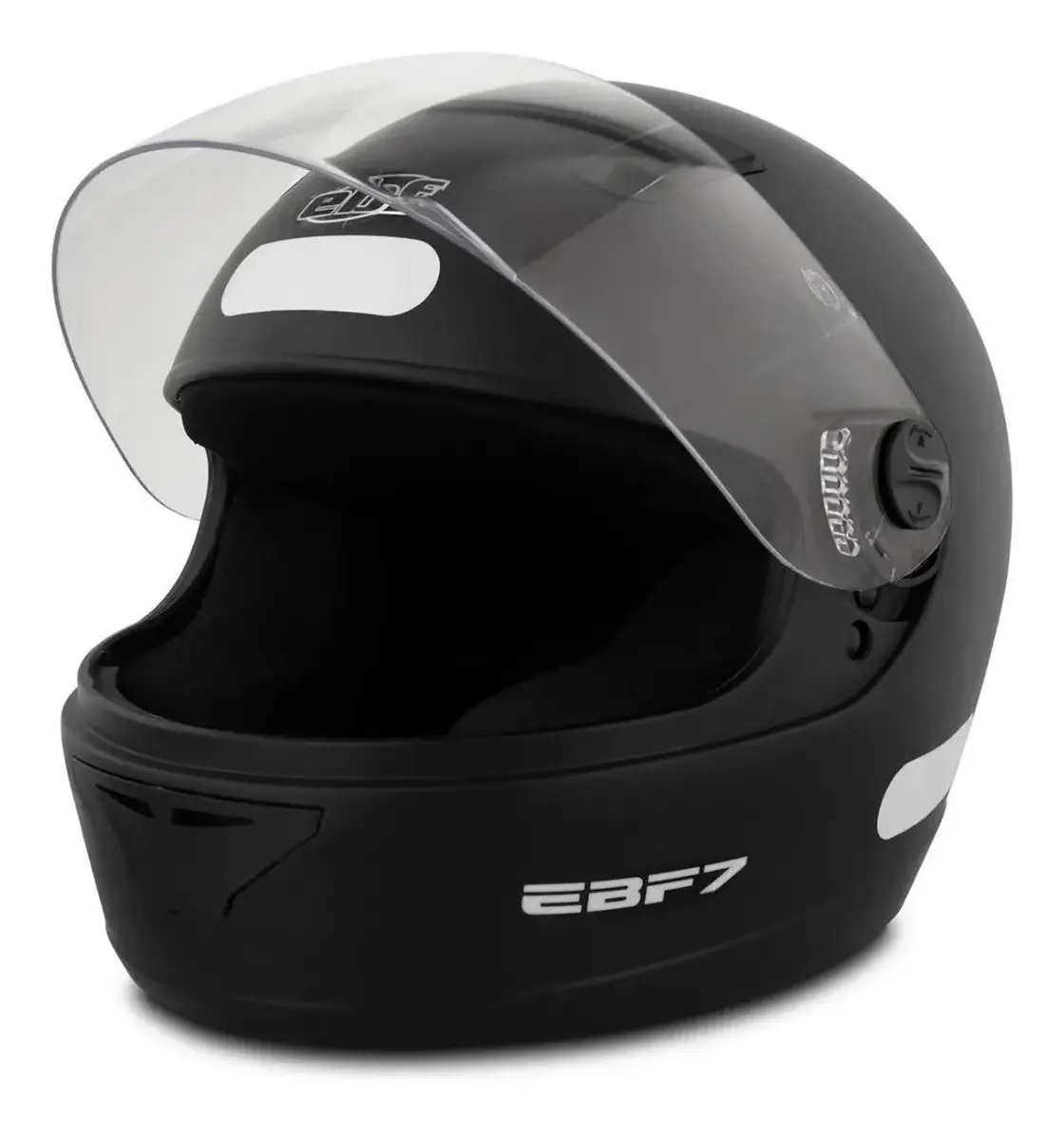 Capacete EBF 7 Solid Preto - Vista lateral com viseira aberta