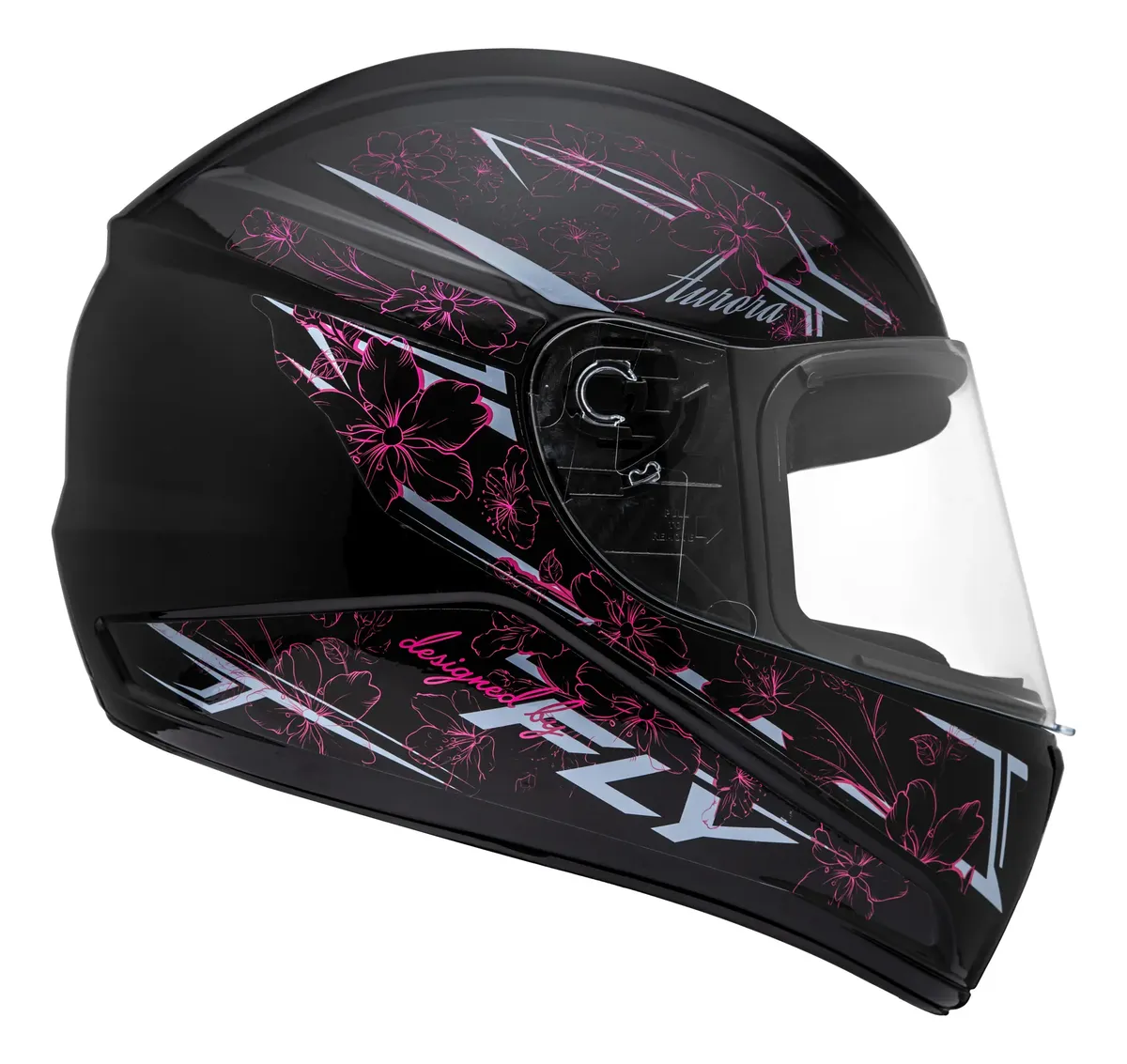 Capacete Fly F-9 Aurora Preto/Rosa - Vista lateral direita