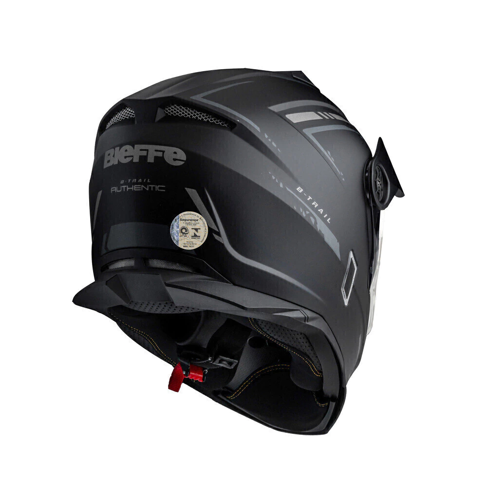 Capacete Bieffe B-Trail Authentic Preto Fosco - Vista traseira com forro