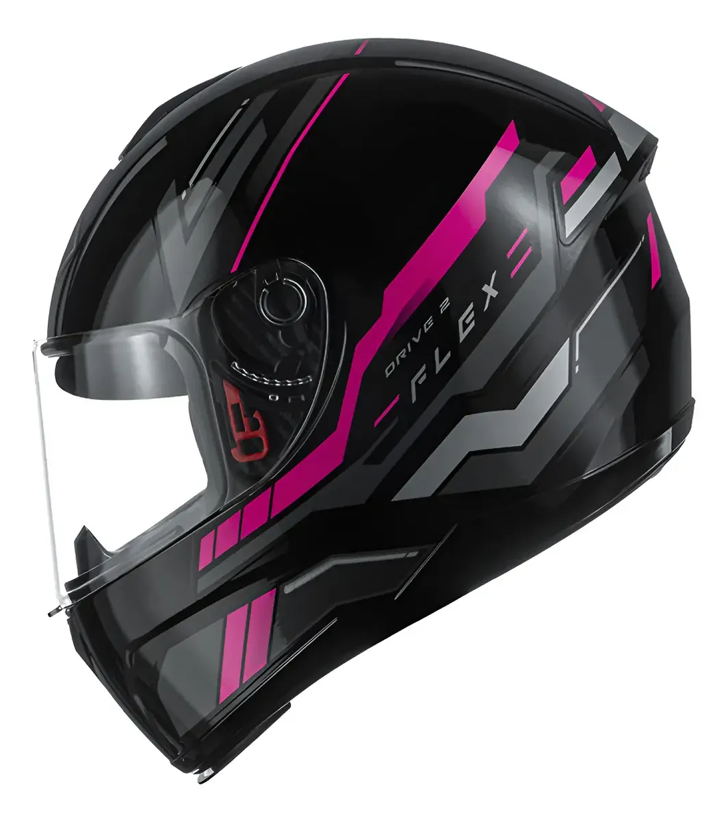 Capacete Fly Drive 2 HG Flex Preto/Rosa - Vista lateral direita