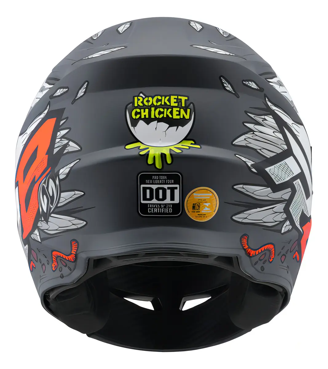 Capacete ProTork R8 Rocket Chicken - lateral direita com viseira fumê