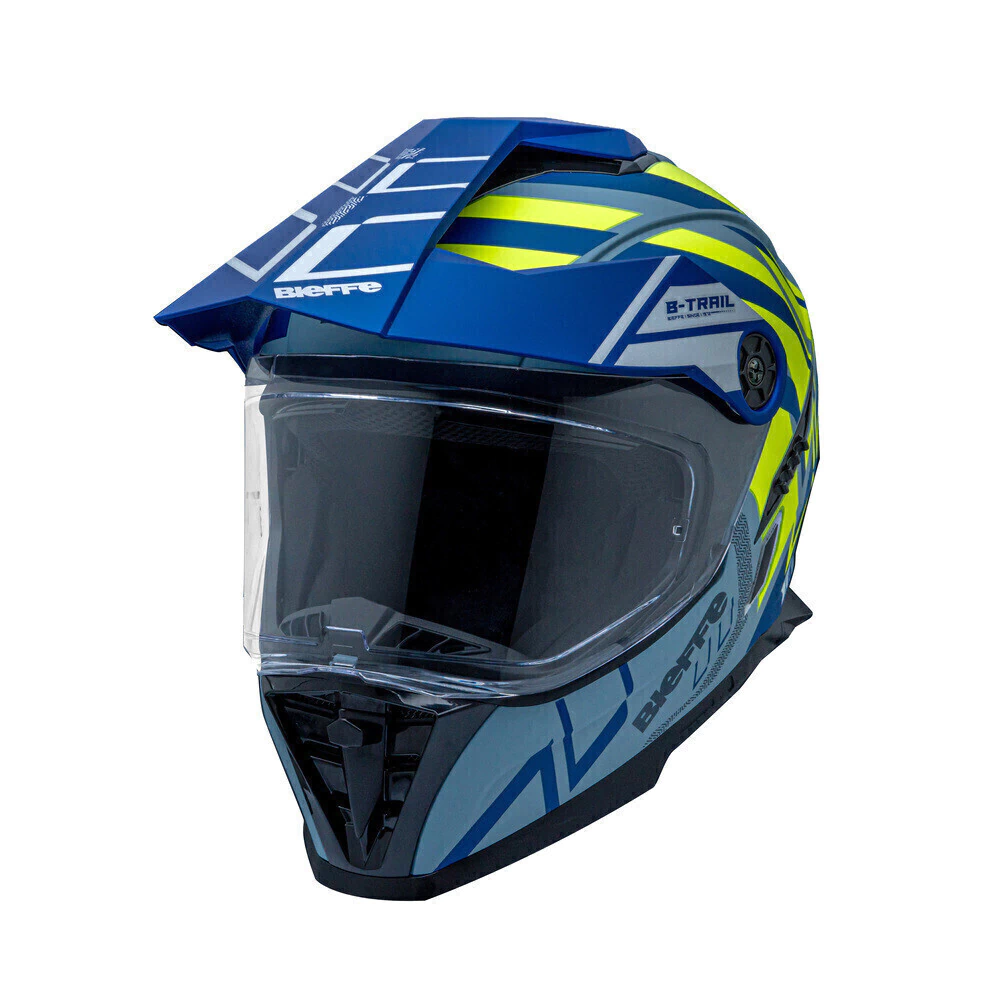 Capacete Bieffe B-Trail Defender Cinza Moon Fosco/Azul - Vista frontal