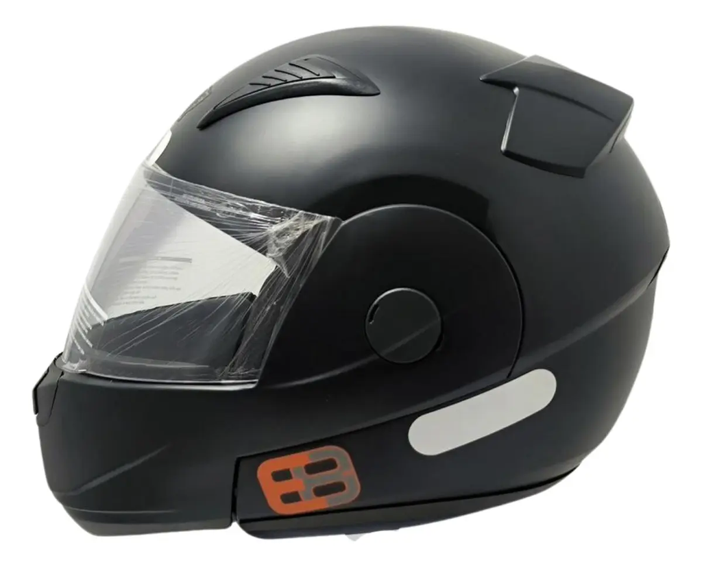 Capacete EBF E8 Preto Fosco Escamoteável - lateral direita fechado