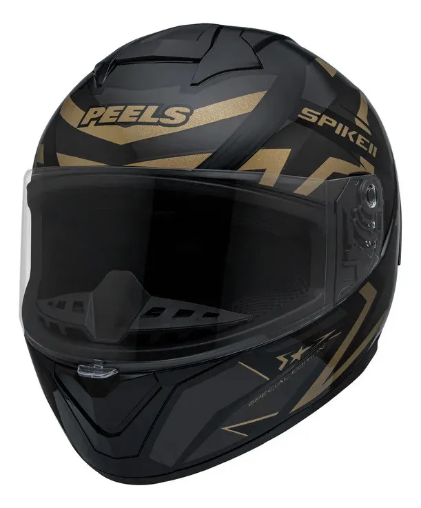 Capacete Peels Spike 2 1st Preto/Dourado - Vista frontal