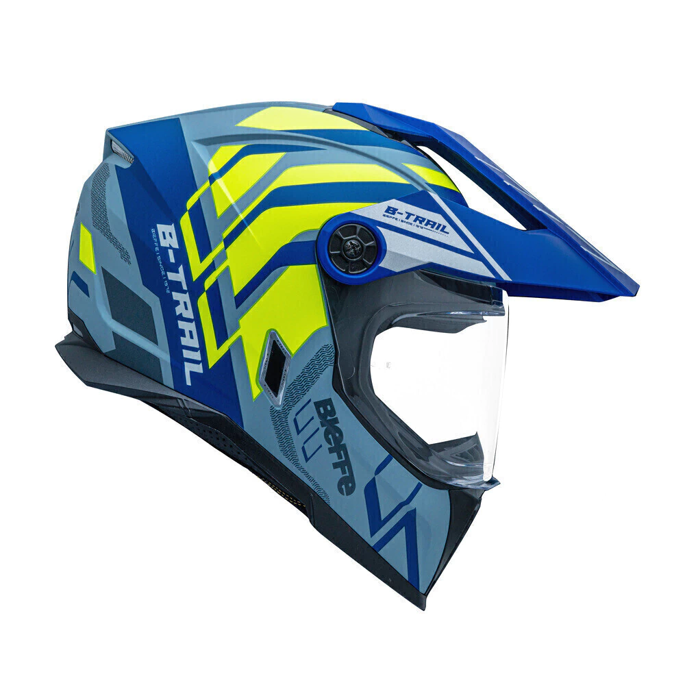 Capacete Bieffe B-Trail Defender Cinza Moon Fosco/Azul - Vista traseira