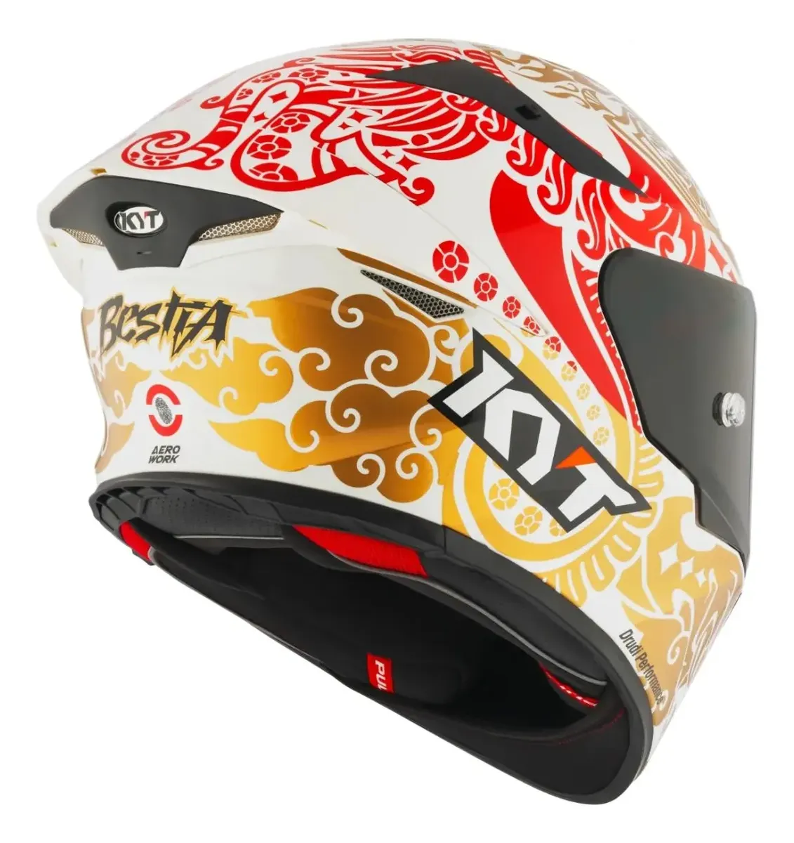 Capacete KYT TT-Revo Enea Indonesia Branco - lateral esquerda Bestia dourado