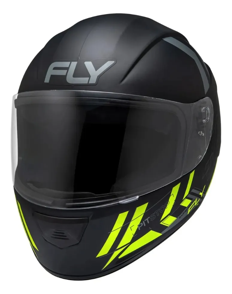 Capacete Fly F-9 Pitstop Preto Fosco Grafite - Vista frontal