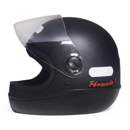 Capacete Taurus Formula 1R Classic Preto Fosco - lateral com viseira aberta