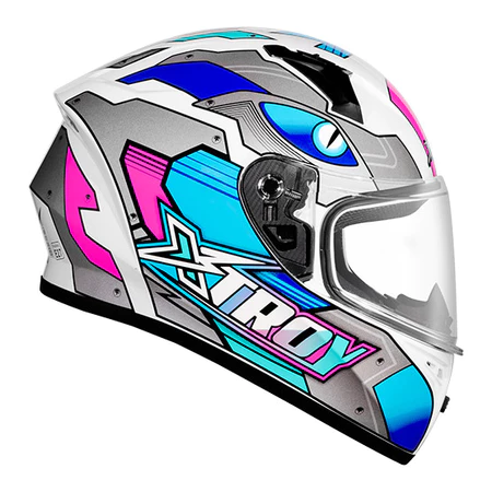 Capacete Xtroy FF526 Thanos Branco/Azul - Vista lateral